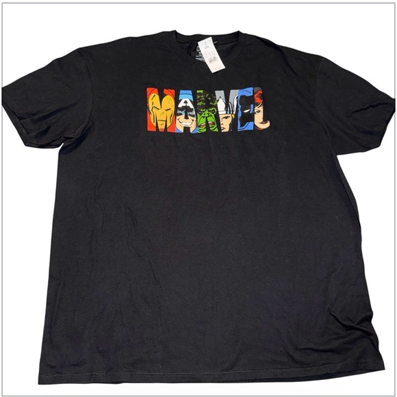 Marvel Other - Marvel Black Tee with Colorful Character Graphics